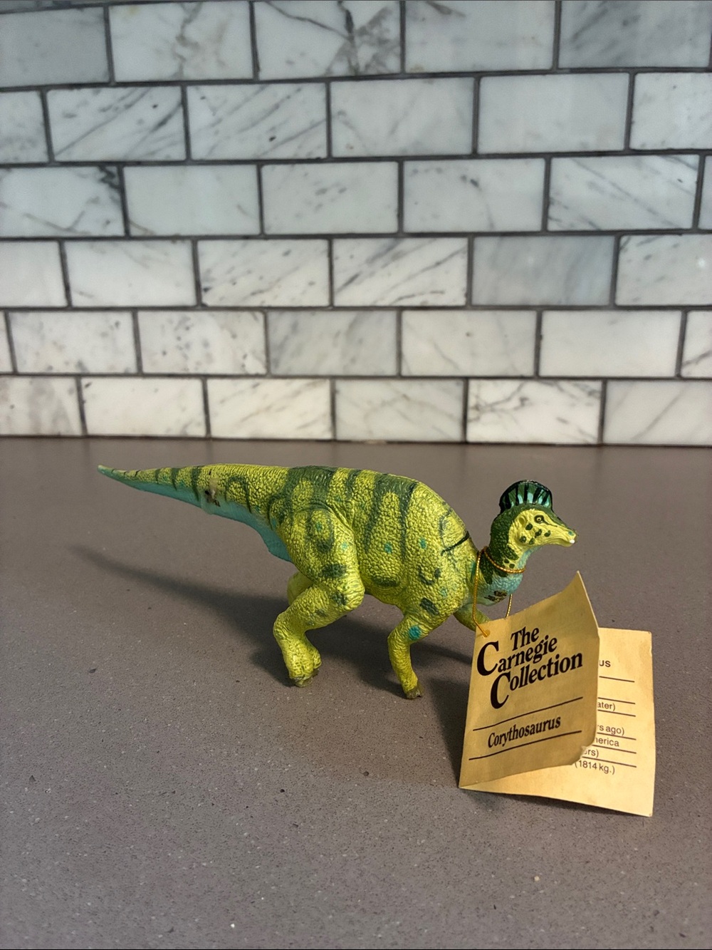 Carnegie Collection Vintage Corythosaurus Figure - Green Dinosaur Replica